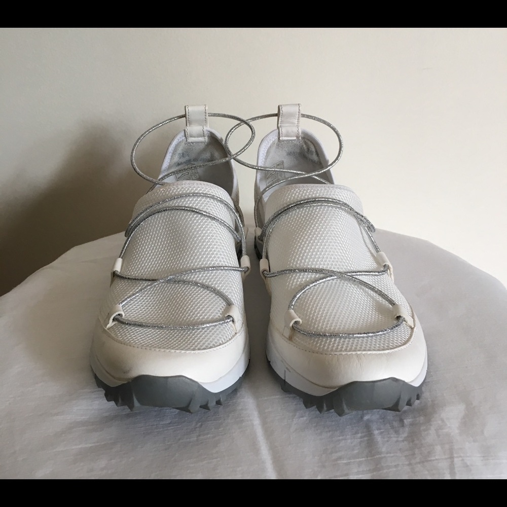 Jimmy Choo 'Andrea' Metallic White Silver Mesh